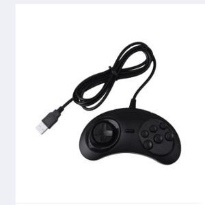 Gamepad Wired 6-Key Usb Game Controller Joypad For Sega Genesis / Md Pc / 2 Y1301 / Mac Mega Drive Black Plastic