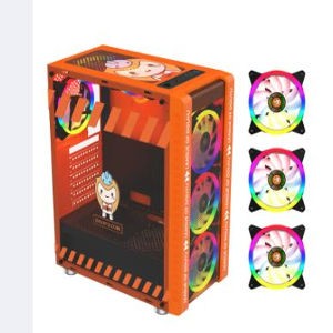 HXSJ 330-9 Gaming Computer Case Host Supports ATX MICROE ATX Motherboard 240mm Water Cooler Game Chassis Case RGB Orange